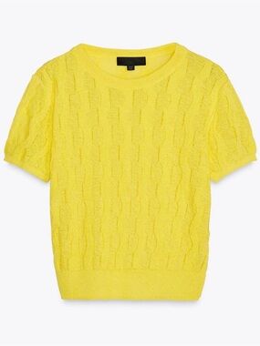 Zara Yellow Textured Knit Top